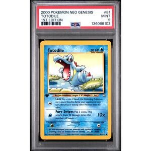 PSA 9 MINT Totodile 1st Edition 81/111 Pokémon 2000 Neo Genesis Common Card